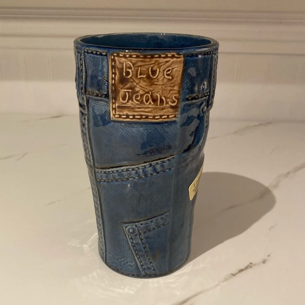 Classic Denim Blue Jeans Tall Cup Drinkware Vintage California